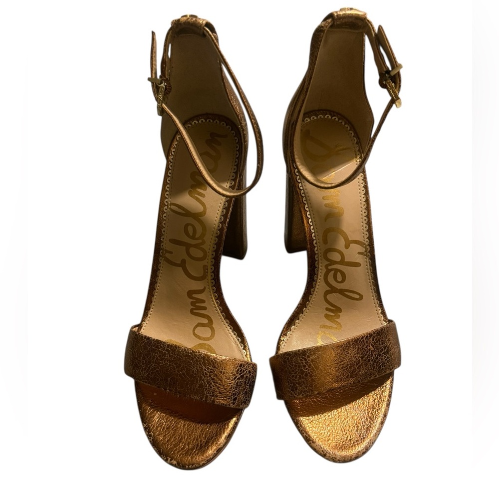 Sam Edelman Yaro Block Heeled Heeled Sandals Copper Bronze Sz. 7 - Picture 4 of 10